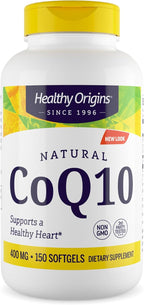 Healthy Origins CoQ10 400 mg, 150 Softgels - Natural Trans-Isomer Ubiquinone, Yeast Fermented High Bioavailability Coenzyme Q10 Supports Heart Health & Cellular Energy - Antioxidant Supplement