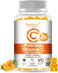 2 Pack Liposomal Vitamin C 2000mg Gummies Complex Rose Hips with D3 5000IU,Elderberry Echinacea,Iron & Zinc for Adults Kids Immune,Antioxidant & Collagen Support,Orange Flavor, 120Count