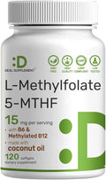 DEAL SUPPLEMENT L-Methylfolate 15 mg Per Serving, 120 Coconut Oil Softgels | 3-in-1 with Active 5-MTHF Methylated Vitamin B9, B6 & Methylated B12 | Active Folate Supplement | Non-GMO, Gluten Free