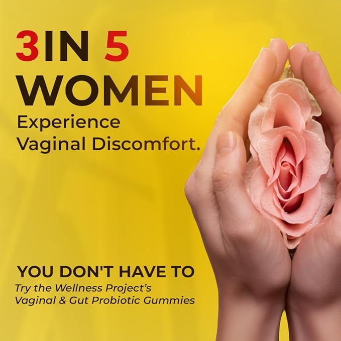 The Wellness Project Vaginal & Gut Probiotic + Prebiotic Gummies| Triple-Strength Clinically Studied Probiotics for Healthy Flora, Odor & pH Balance | No Added Sugars | Delicious Pineapple Flavor