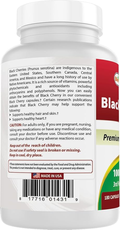 Best Naturals Black Cherry 1000 Mg Capsule, 180 Count
