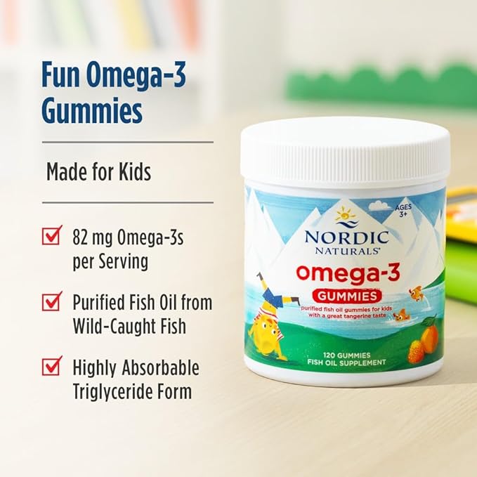 Nordic Naturals Nordic Omega-3 Gummies, Tangerine - 120 Gummies - 82 mg Total Omega-3s with EPA & DHA - Non-GMO - 60 Servings