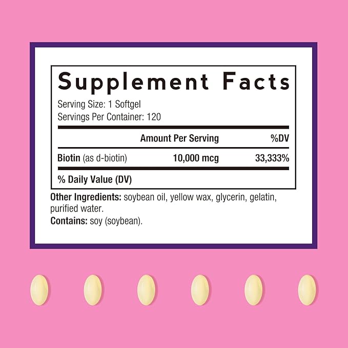 Doctor's Recipes Biotin 10,000mcg, High Potency Vitamin B7 for Hair, Skin & Nail Support, Non-GMO, Optimal Solutions Hair Vitamin with Biotin, for Women and Men, 120 Softgels