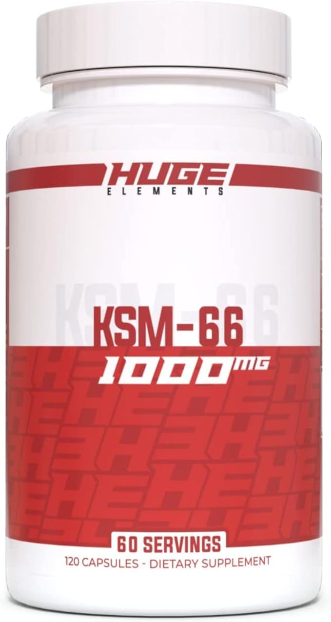 Huge Supplements KSM-66 Ashwaghanda, High Potency 5% Withanolides, 1000mg of Clinically Studied KSM66 (120 Capsules)