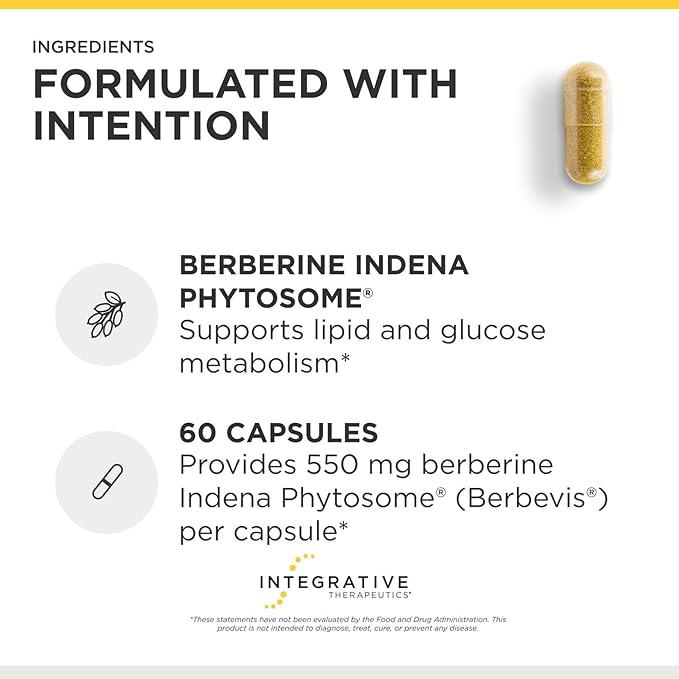 Integrative Therapeutics Berberine Phytomax - Heart & Metabolism Support* - Supplement for Cardiometabolic Health & Antioxidant Pathways Support* - Bioavailable for Enhanced Absorption - 60 Capsules