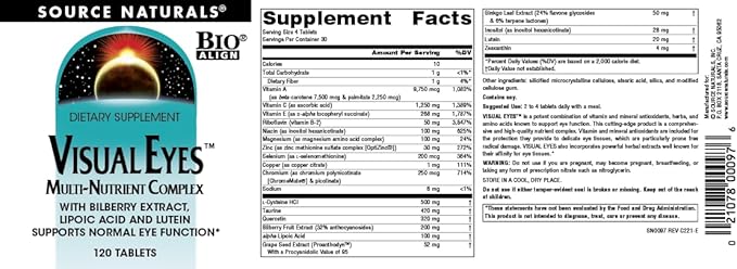 Source Naturals Visual Eyes, Multi-Nutrient Complex - 120 Tablets