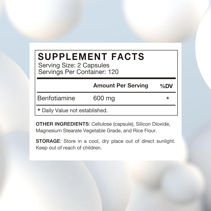 VHC Vitamin B1 Benfotiamine 600mg Supplement- 5X Time Fat-Soluble Thiamine Vitamin B1- Max Boost Bioavailable Thiamine B1 Levels Veggie Capsules,Non-GMO, Soy Free- Made in USA (240 Counts)