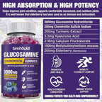 Simhould 2 Packs Glucosamine Chondroitin Gummies - 3000MG Extra Strength Joint Support Supplement with MSM & Elderberry, Flexibility, Antioxidant Immune Support Gummy for Adults, Men & Women