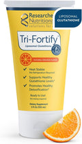 Researched Nutritionals Liposomal Glutathione (450mg) Liquid Gel + Vitamin C - Tri-Fortify - Aid Natural Energy, Immune Support & Detox - Clinically Researched for Absorption - Orange (5 Fl Oz)