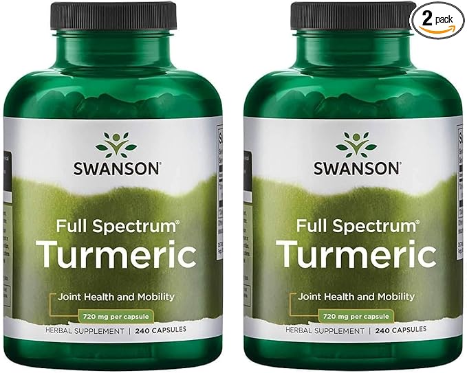 Swanson Full Spectrum Turmeric Curcumin Joint, Liver, and Digestive Support Supplement for Active Adults - Non-GMO, Gluten-Free (240 Vegan Capsules, 2 Pack)