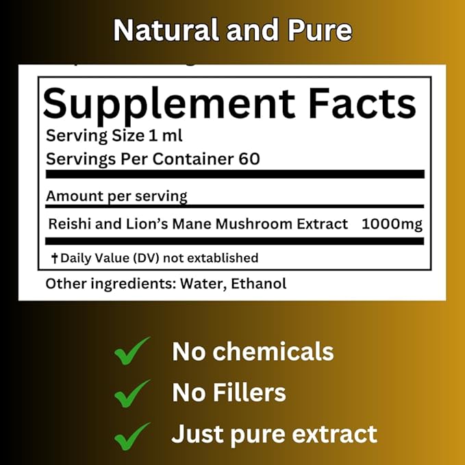 Evening Routine Mushroom Tincture, High Potency, Double Extracted, 60 Daily Doses, Reishi and Lion's Mane
