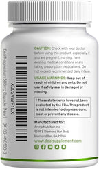 Deal Supplement Magnesium Glycinate 500mg, 480 Veggie Capsules | 100% Chelated for Easy Absorption | Essential Mineral Supplement | Non-GMO, Gluten-Free