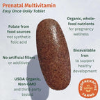 Prenatal Once Daily Multivitamin for Women for Conception, Pregnancy, Postpartum & Breastfeeding, Folate, Iron & Organic Whole Food Blend, Vegan, 30 Count