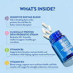 Friska Men’s Daily Gut Support - Digestive Enzymes, Probiotics to Help Break Down Foods, Supports Energy & Nutrient Absorption with Vitamins B6 & B12, 30 Capsules, Packaging May Vary