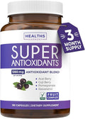 Super Antioxidants Supplement for Women & Men - High Potency Herbal & Fruit Blend with Acai, Goji, Pomegranate, Elderberry & Resveratrol for Skin Care & Immune Support - Vegan & Non-GMO - 180 Capsules
