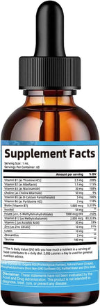 15-in-1 Liposomal Vitamin B Complex Pro, B Complex Drops with Vitamin B1, B2, B3 Niacinamide, Choline, B5, B6, B7 Biotin, Inositol, Folate, B12, Zinc, Lutein, Zeaxanthin, Taurine, Vitamin C, 2 fl oz