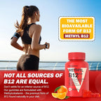 Vitamin B12 1000 mcg Gummies for Adults - Vegan Methyl B12 & D3 5000 IU Vitamin Gummy Supplements for Women - Supports Bone Health & Energy Boost - Non-GMO, Orange Flavor 180 Bears