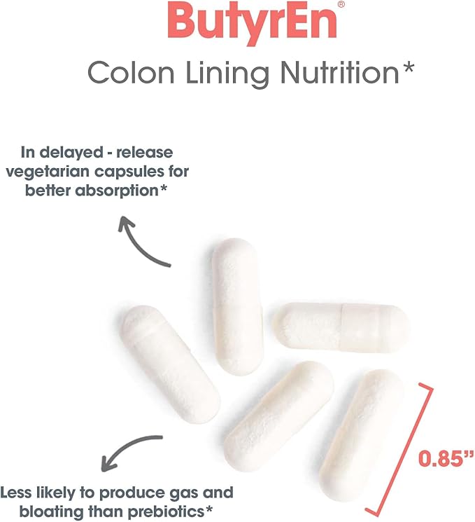 ARG ButyrEn Colon Lining Nutrition - Supports Gut and Colon Health - Digestive Support - Delivers 200 mg - Vegetarian & Hypoallergenic - 100 Servings - 100 Delayed-Release Capsules