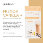 Complete by JuicePlus+ Single Serve French Vanilla Shakes - Plant-Based Nutrition - Vegan, Gluten-Free, Non-GMO, Kosher, Whole Food Based Shake Powder with Protein, Fiber & Prebiotics - 15 Servings