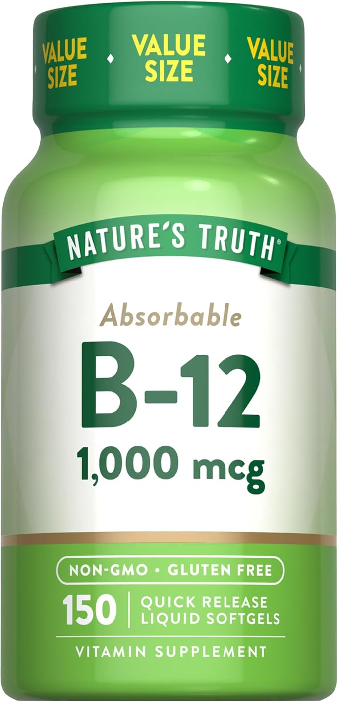 Nature's Truth Vitamin B12 | 1000 mcg | 150 Softgels | Non-GMO & Gluten Free Supplement