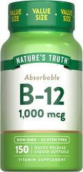 Nature's Truth Vitamin B12 | 1000 mcg | 150 Softgels | Non-GMO & Gluten Free Supplement