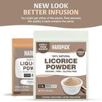 HANDPICK Licorice Root Powder (226g/8oz) Non GMO, Gluten Free, 100% Raw Ground Mulethi, Sourced from India, Glycyrrhiza Glabra, Packed in Resealable Ziplock Pouch