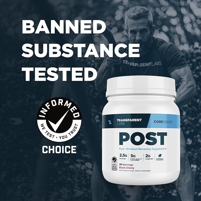 Transparent Labs Post - Post-Workout Recovery Muscle Builder with L-Glutamine, Beta-Alanine and BetaPure Betaine Anhydrous for Muscle Recovery and Muscle Building - 30 Servings, Black Cherry