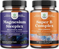 Bundle of High Absorption Magnesium Sleep Supplement - Rest Support Magtein Magnesium L-Threonate & Apigenin Theanine and Super Vitamin B Complex with Thiamin, Riboflavin, Niacin, 6, 12 and Folate