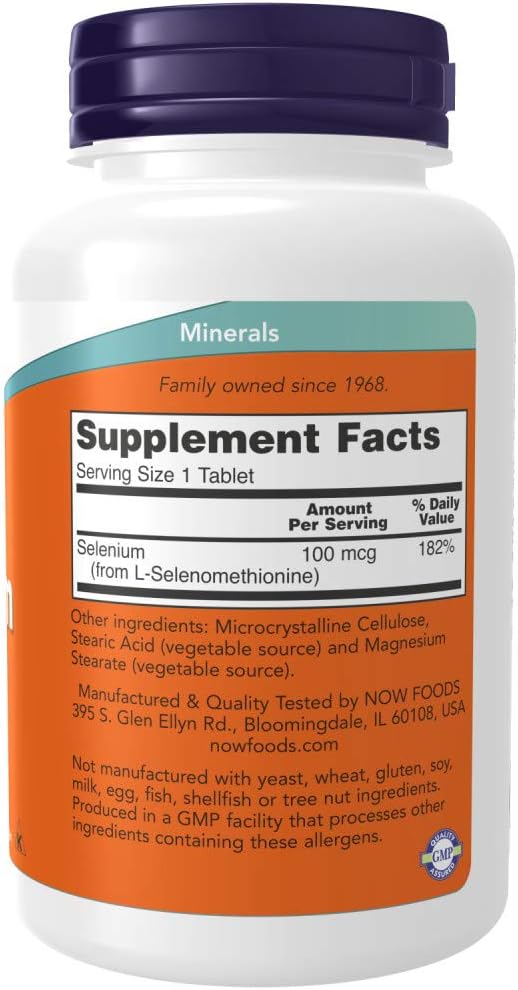 NOW Foods Selenium 100 mcg, 250 Tablet (Pack of 2)