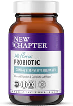 New Chapter All-Flora Probiotic for Advanced Digestion & Complete Gut Health with Prebiotics + Postbiotics, Clinical-Strength Strains, 100% Vegetarian, Non-GMO, Shelf Stable - 30 ct (1 Month Supply)