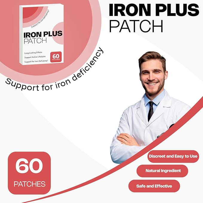 Iron Topical Patch – Easy to Use, 60 Days Supply – Sugar-Free, Latex-Free, Natural Alternative – Supports Daily Wellness & Vitality