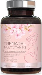 Prenatal Vitamins for Women - Prenatal Multivitamin with Folic Acid & Omega 3 DHA Fetal Development Support - Pregnancy Vitamin Supplement with, Vitamin A, C, D, B6, B12 & Iron - 120 Softgels