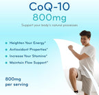 Extra Strength CoQ10 800mg - Quick Absorption Coenzyme Q10 800mg Potent Antioxidant for Heart Energy and Aging Support - High Stability CoQ10 Ubiquinone Caps - Made in a cGMP US Lab (100 Servings)