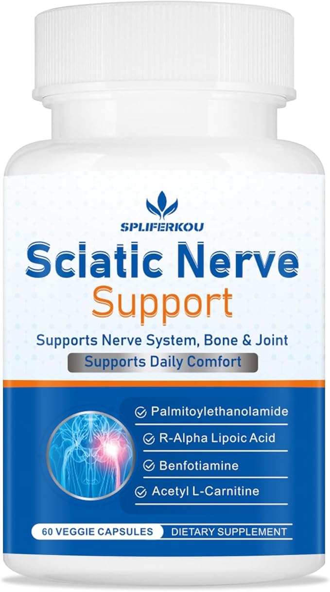 Sciatic Nerve Support Supplement, Advanced Sciatic Nerve Support Formula with Pea, Alpha Lipoic Acid, Benfotiamine, 60 Capsules