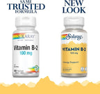 SOLARAY Vitamin B2 Supplement 100 mg for Men & Women - Riboflavin Vitamin B-2 Caps for Cellular Energy Support, Vit B2 100mg, Vegan, Non-GMO - 100 Veg Capsules