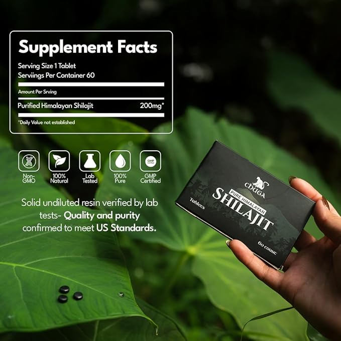 Chuga Authentic Himalayan Shilajit Tablets for Men & Women | Chuga Shilajit | Organic | Harvested 16,000 Feet | Lab Tested in USA, 75+ Fulvic Acid, Grade A, Immune Booster, Shilajit Tablets (2 Pack)