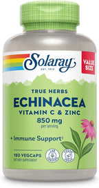 SOLARAY Echinacea with Vitamin C & Zinc – Immune Support Supplement – Echinacea Capsules with Vitamin C 500 mg Plus Bioflavonoids, Vegan, 60-Day Guarantee, 90 Servings, 180 VegCaps