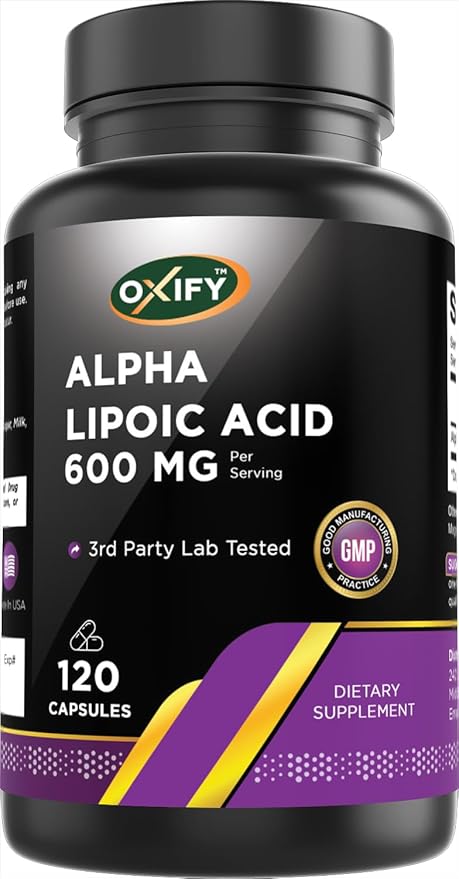 Oxify Alpha Lipoic Acid 600 mg | 120 Capsules | Gluten-Free, Non-GMO | Supplement Made in USA