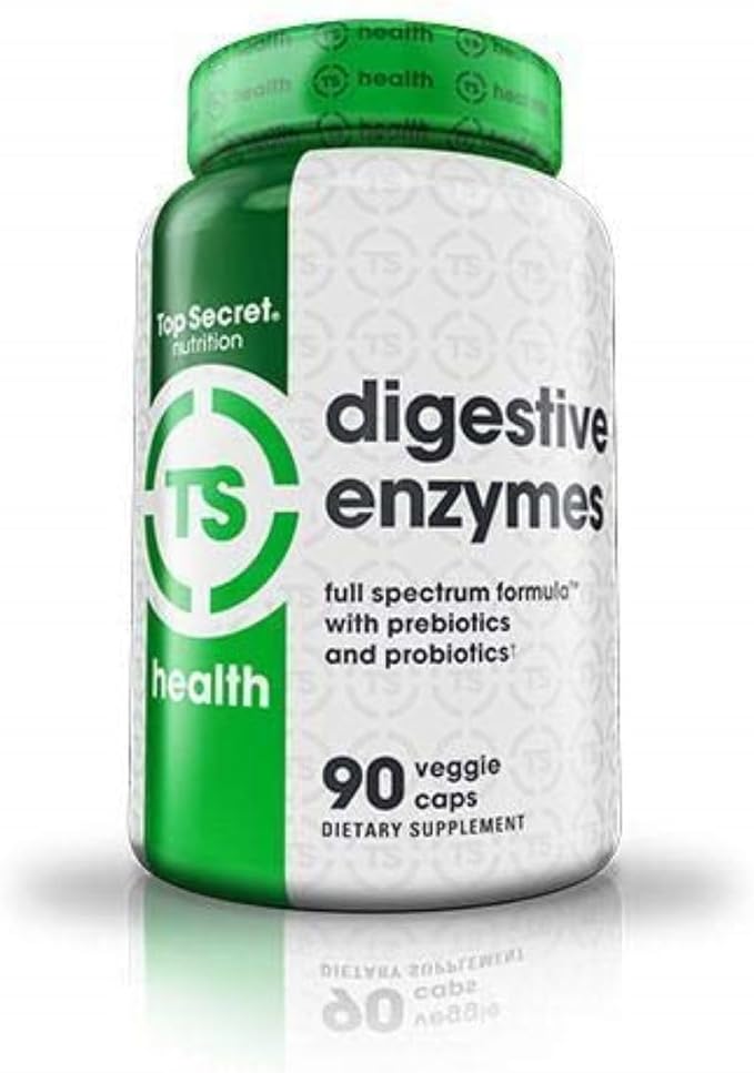 Top Secret Nutrition Digestive Enzymes | Full Spectrum Prebiotics & Probiotics | 10 Enzymes | for Gut Health, Bloating & Nutrient Absorption | 90 Capsules