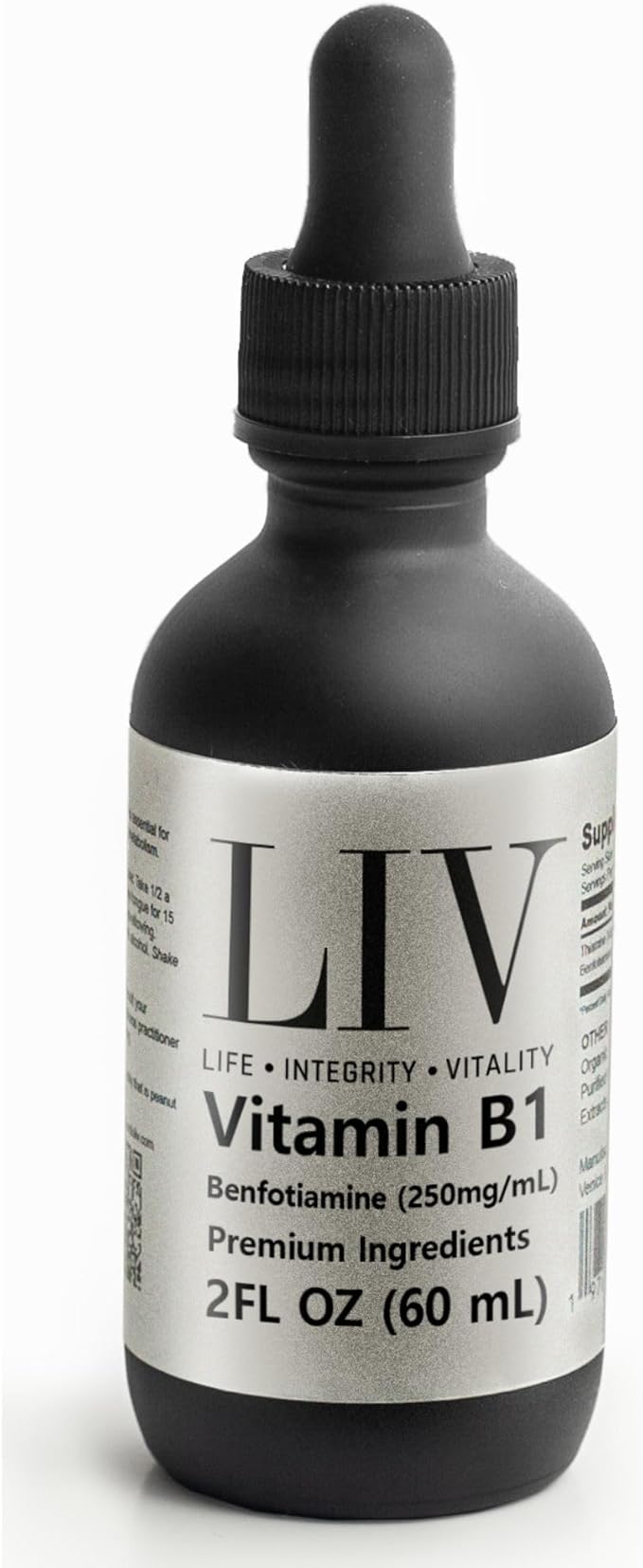 LIV Vitamin B1 Liquid – Thiamine & Benfotiamine Supplement for Glucose Metabolism & Nerve Support – Fast-Absorbing Liquid Drops – 60 mL
