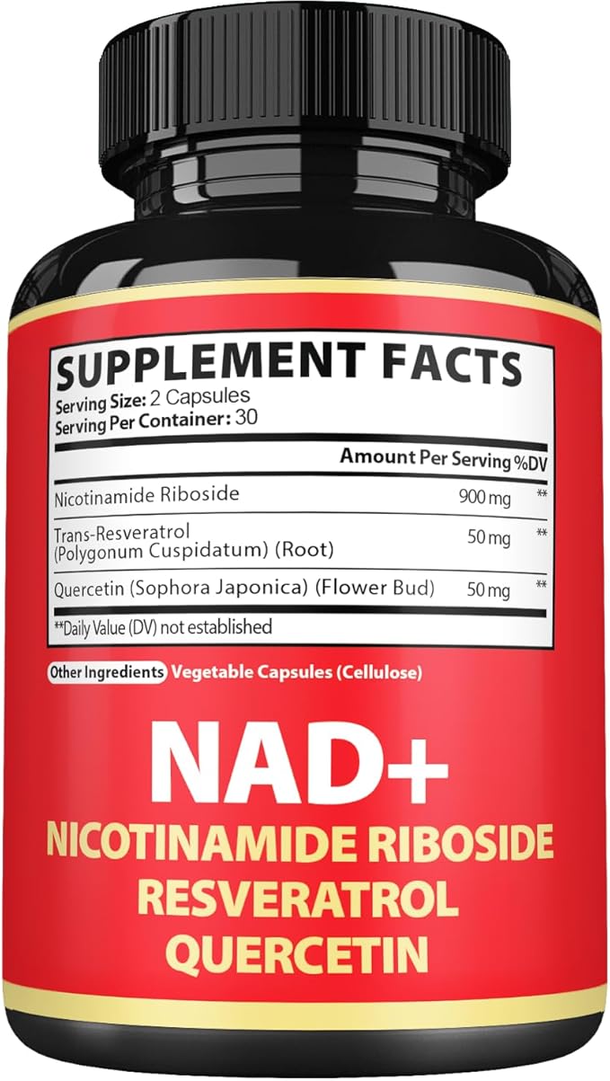 Satoomi NAD Supplement with Nicotinamide Riboside NR, Resveratrol, Quercetin - 60 Count - 30 Days