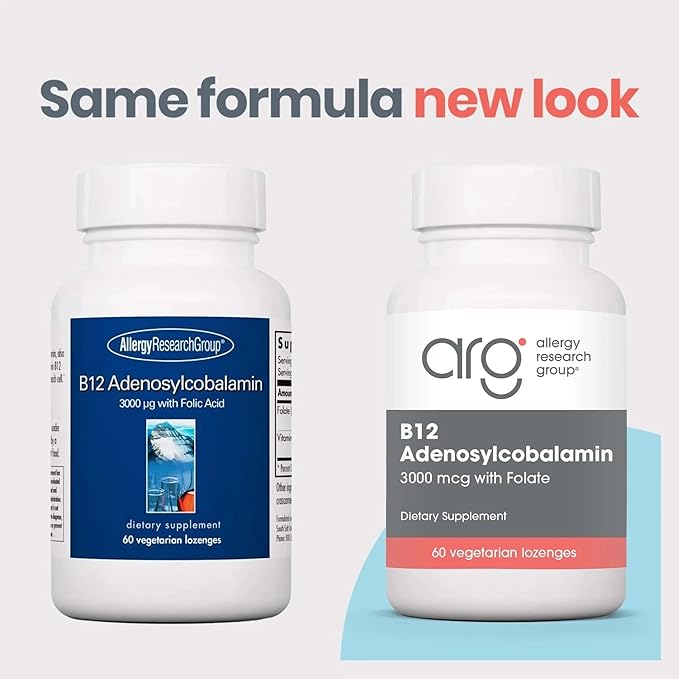 Nutricology B12 Adenosylcobalamin Supplement - with Folic Acid, Vitamin B12 3000 mcg, Folate, Pure B12, Vegetarian Lozenges - 60 Count
