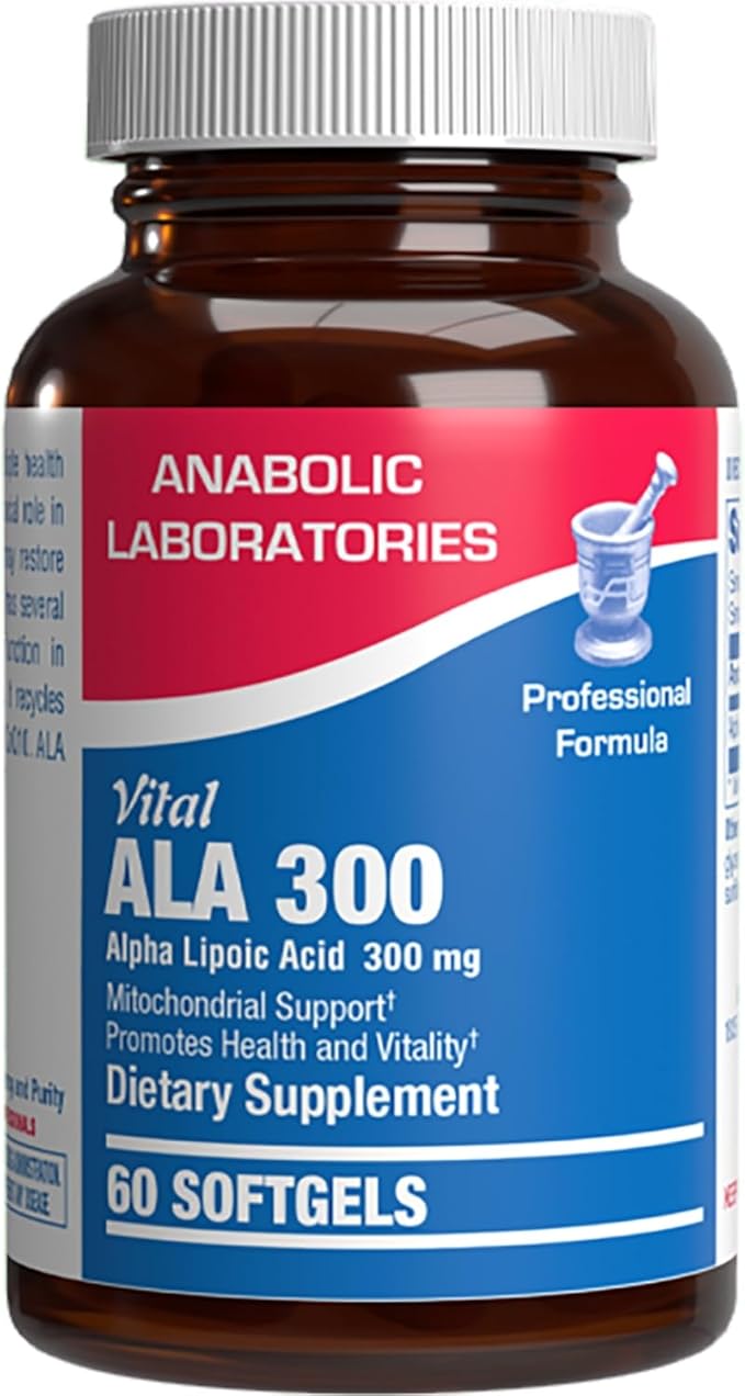 Alpha Lipoic Acid 300mg - Clinical Formula ALA Supplement for Liver Eye Brain Mitochondria Energy Antioxidant & Nerve Support - Non-GMO Soy Free & Easy to Swallow Softgels - 60 Servings