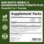 New Roots Herbal Magnesium Bisglycinate Plus, 120 Veggie Capsules 60-Day Supply - 150mg Elemental Magnesium, Supports Active Living, Non-GMO, Gluten-Free, Gentle on Digestion with Superior Absorption