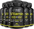 Health Dose Vitamin D3 10,000 IU + K2 (MK7) Supplement, 2-in-1 Formula, Immune Support, a Healthy Mood, Heart, Joint, Teeth, Bone Health, Calcium Absorption, 180 softgels. (5)