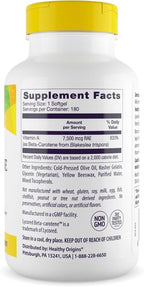 Healthy Origins Beta-Carotene 25,000 IU (7,500 mcg), Provitamin A Supplement for Antioxidant, Eye & Immune Support, 180 Softgels (6 Month Supply), Non-GMO & Gluten-Free