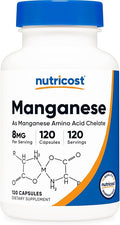 Nutricost Chelated Manganese Supplement 8mg, Amino Acid Chelate, 120 Capsules, 120 Servings - Gluten Free, Non-GMO and Vegetarian Friendly
