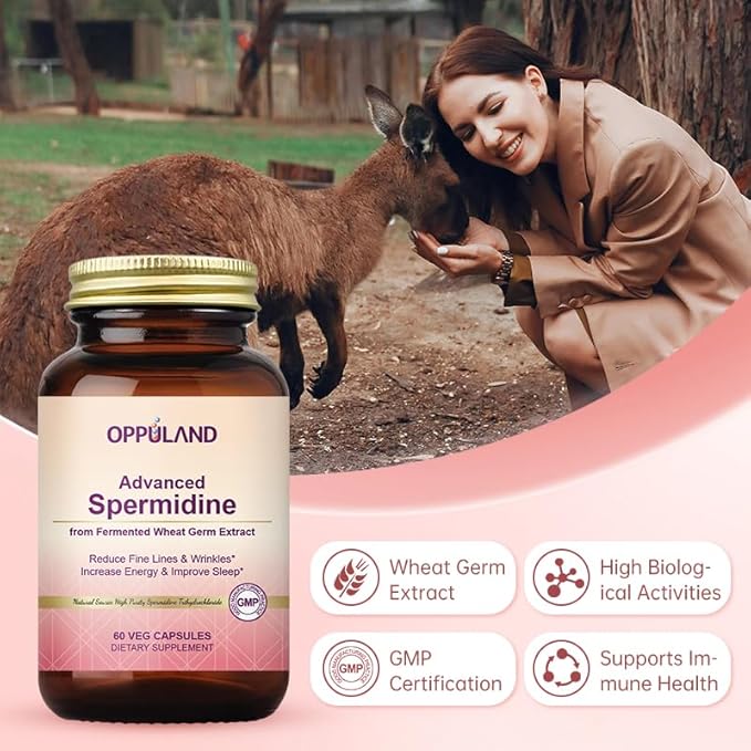 Advanced Spermidine Supplement, Fermented Wheat Germ Extract with Zinc & Vitamin B1, Cellular Health Support, Vegan Capsules, 60 Count