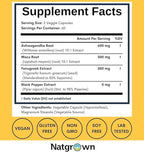Natgrown Ashwagandha Maca Root Fenugreek Extract Capsules Supplement for Men & Women - Vegan Pills - (120 Count)