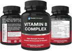Vitamin B Complex Vitamins B12, B1, B2, B3, B5, B6, B7, B9, Folic Acid - Super B Complex Vitamins for Women, Men, Adults - 90 Vegetarian Capsules